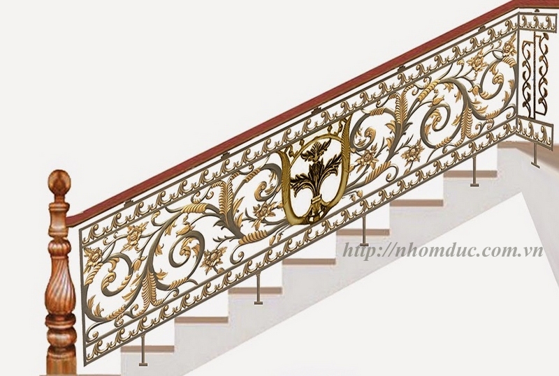 Cầu thang nhôm đúc cao cấp phù hợp với các không gian nhà biệt thự,kiến trúc Pháp
